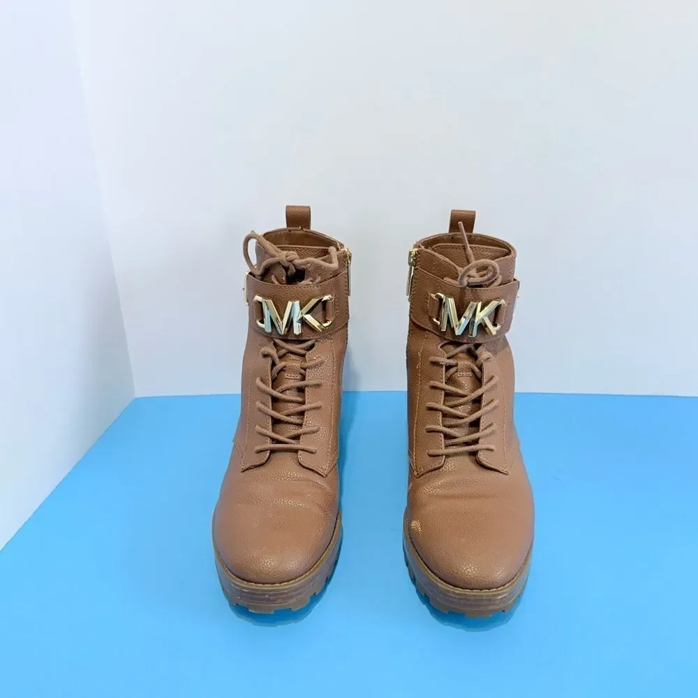 Michael Kors Kincaid leather combat bootie in the luggage color Size Women 8.5M
